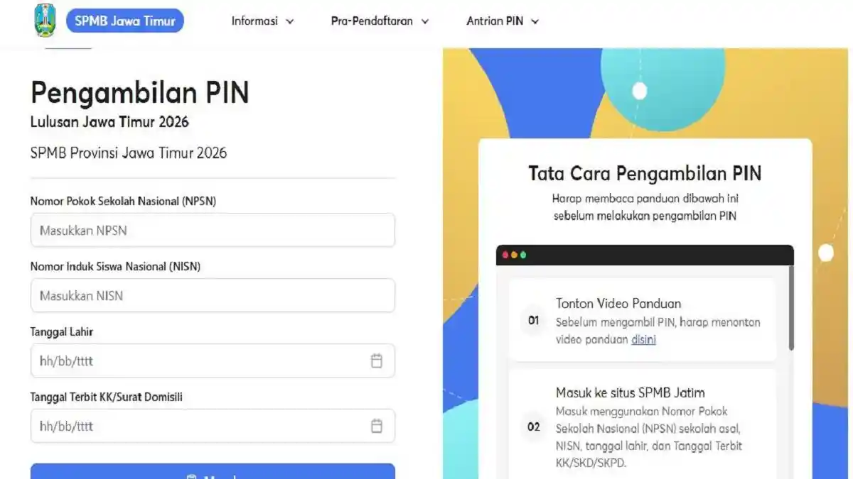 Laman-Pengambilan-PIN-SPMB-Jatim-2026