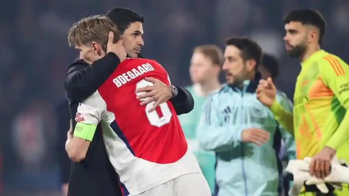 Reaksi-pelatih-Arsenal-Mikel-Arteta-setelah-Arsenal-ditaklukkan-PSG-di-Semifinal-Liga-Champions