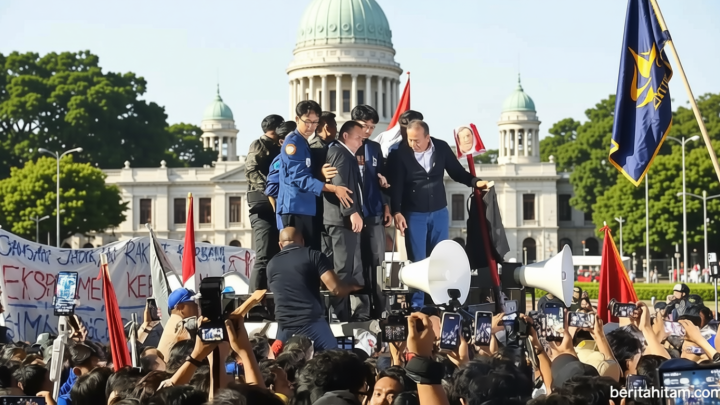 Main Agenda: Naik ke Mobil Komando, Dasco Janji Tindaklanjuti Tuntutan Mahasiswa