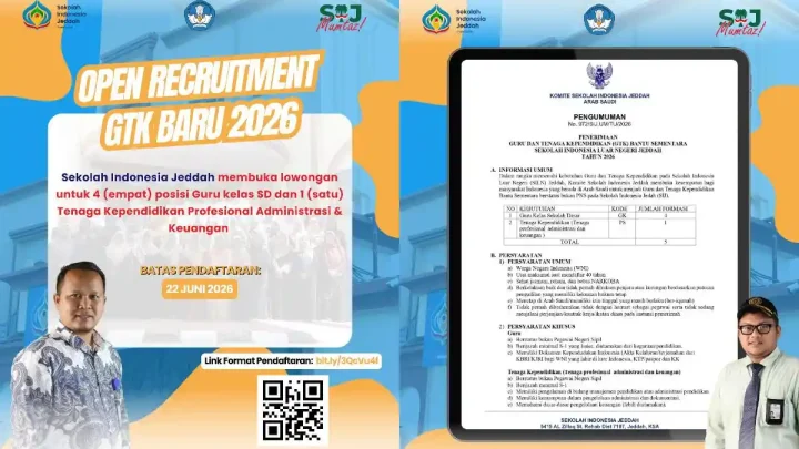Important News: Lowongan Kerja Guru dan Tendik SILN Jeddah 2026, Khusus WNI di Arab Saudi