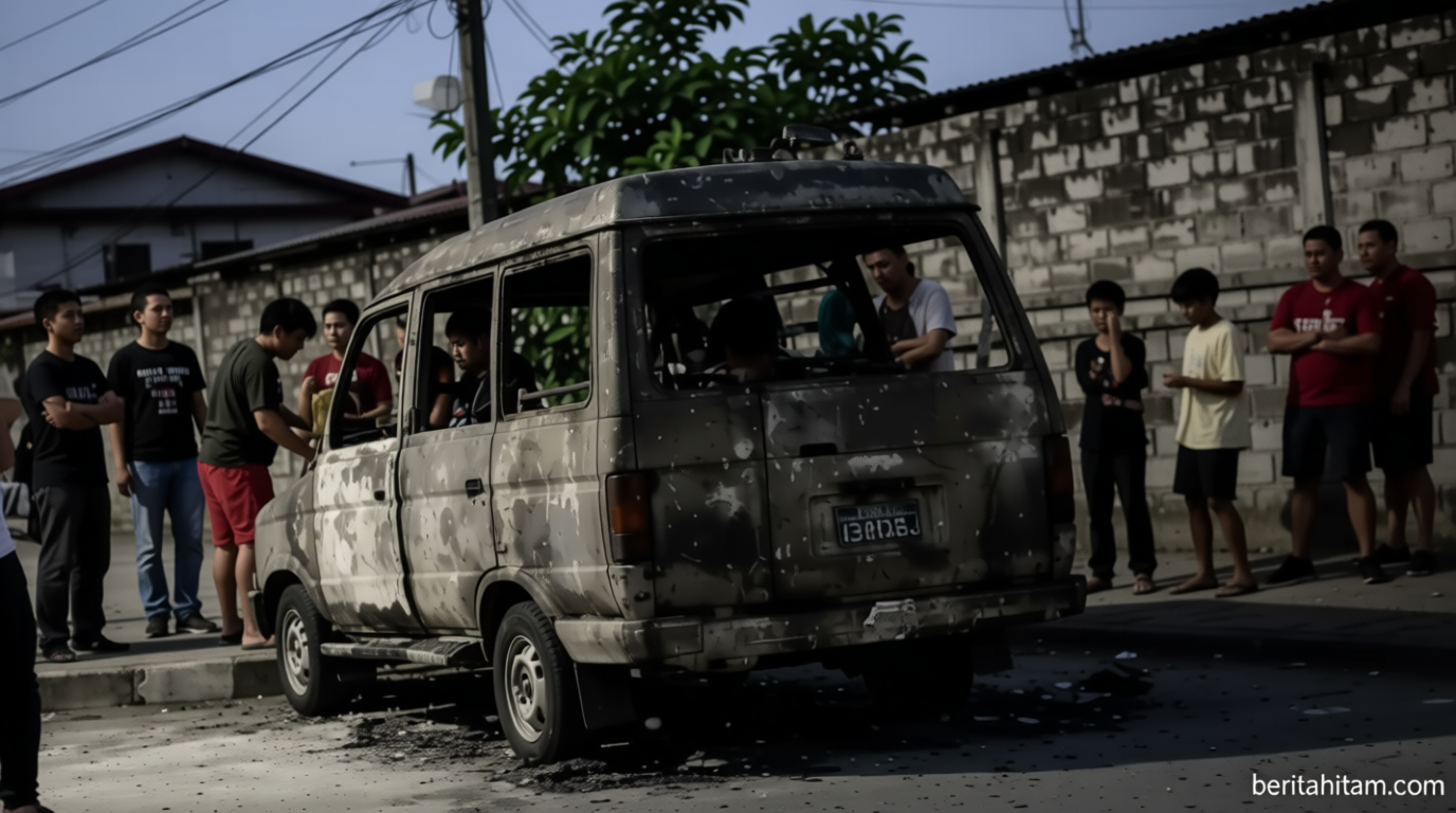 Mobil Toyota Kijang Hangus Terbakar di Depan SPBU Ciputat Tangsel, Sopir Alami Luka Bakar