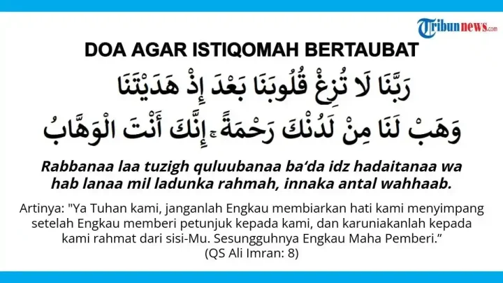 Doa agar Istiqomah Bertaubat dan Selalu di Jalan Allah SWT