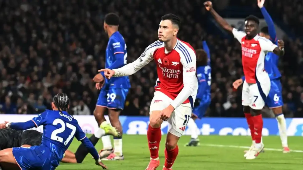 Selebrasi-pemain-Arsenal-Gabriel-Martinelli-saat-melawan-Chelsea-di-Liga-Inggris